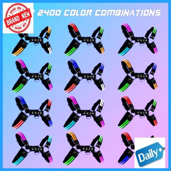 Adjustable LED Chest Harness with Leather Lining for Festivals Raves